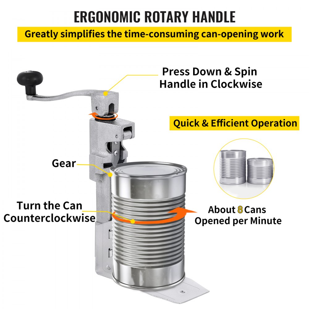 VEVOR Commercial Can Opener, 15.7 inches Tabletop Can Opener, Heavy Duty Manual Table Can Opener for Restaurant Hotel Bar