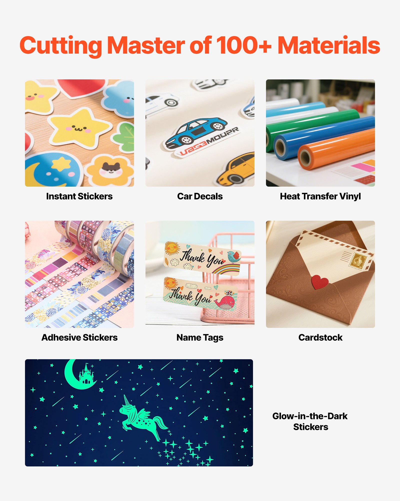VEVOR Cutting Machine, Automatic Edge Detection Vinyl Cutter Machine with Two Types of Blades, Design Software and Materials, Compatible with Multiple File Formats, for Creating Customized DIY Crafts
