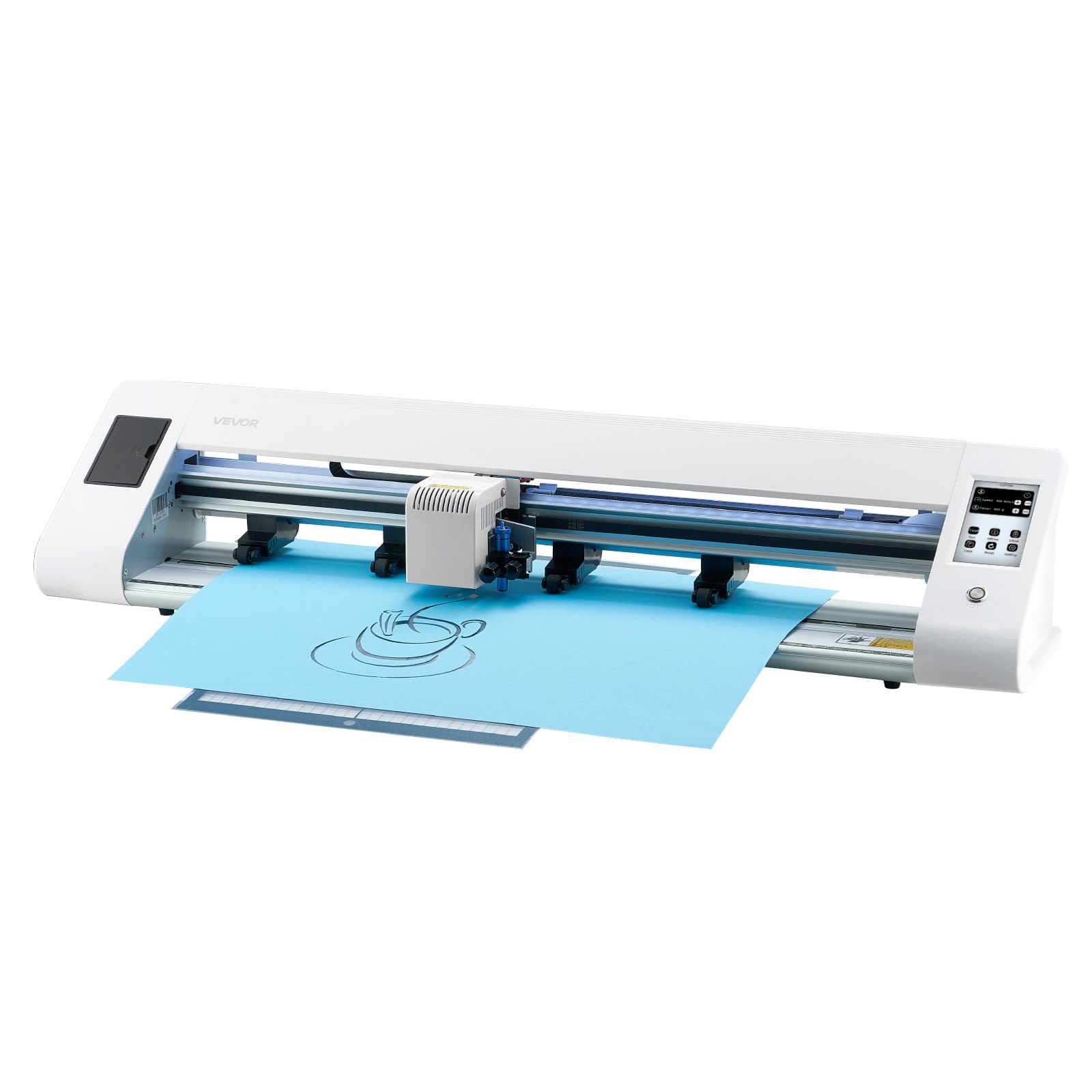 VEVOR Cutting Machine, Automatic Edge Detection Vinyl Cutter Machine with Two Types of Blades, Design Software and Materials, Compatible with Multiple File Formats, for Creating Customized DIY Crafts