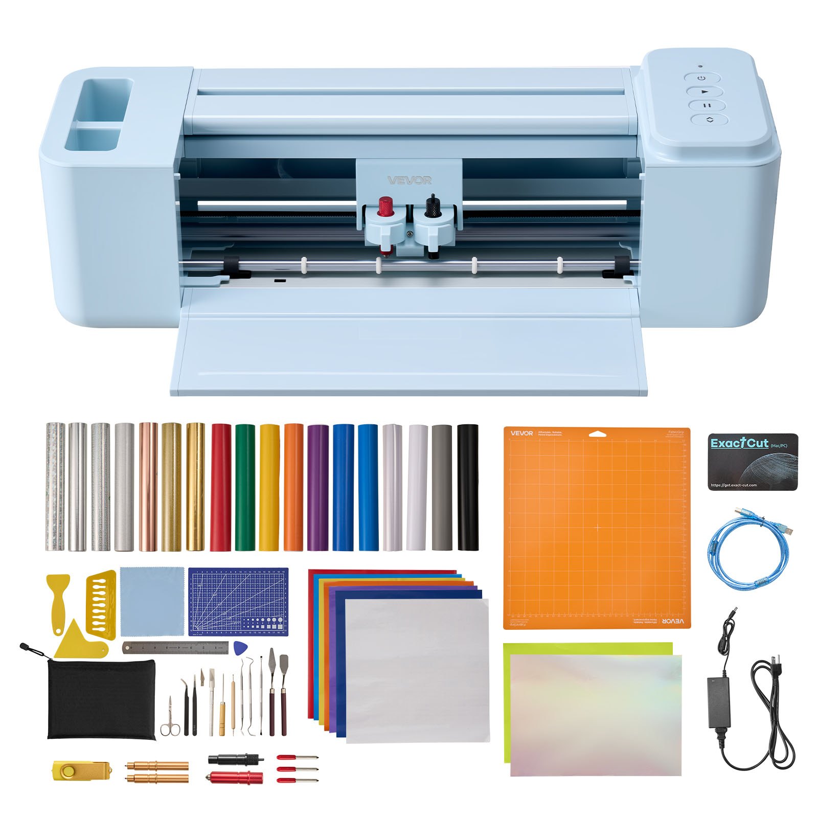 VEVOR Vinyl Cutting Machine, 12 in, Button-Controlled Vinyl Cutter with Materials and Tool Kit, 20000+ Built-in Design Resources, Compatible with Mac, Windows, Android and iOS, for Customized Cards