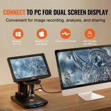 VEVOR 10.1" HDMI LCD Digital Microscope for Adults, Soldering Electron Microscope 1300X with IPS Screen, 8 LED Lights, 2 Flexible Side Lights, PC View, USB Coin Microscope for Windows/MacOS/TV, 32GB