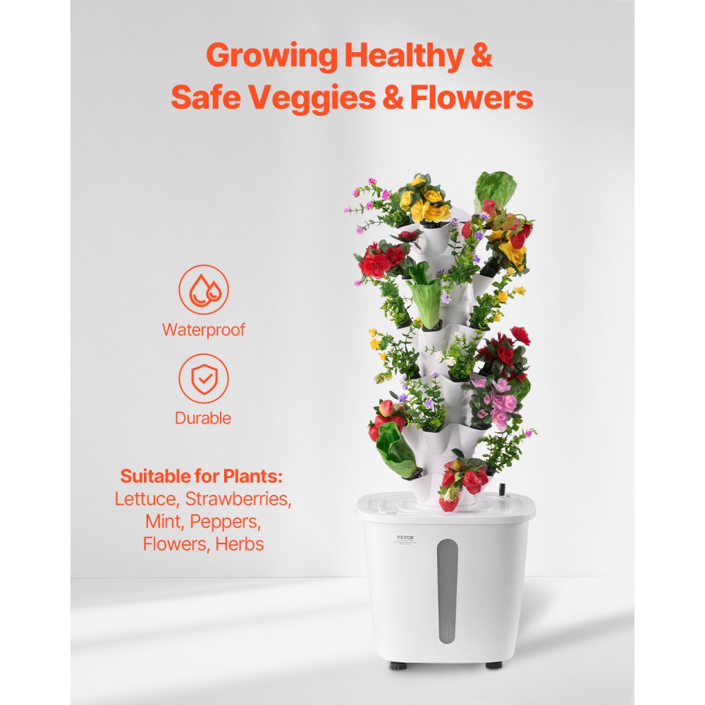 VEVOR Hydroponic Growing System, 30 Pods Vertical 6 Tiers Hydroponic Tower, Home Hydronic Garden with Water Pump & Timer, Water Circulation Plants Germination Kit for Indoor Herbs Fruits & Vegetables