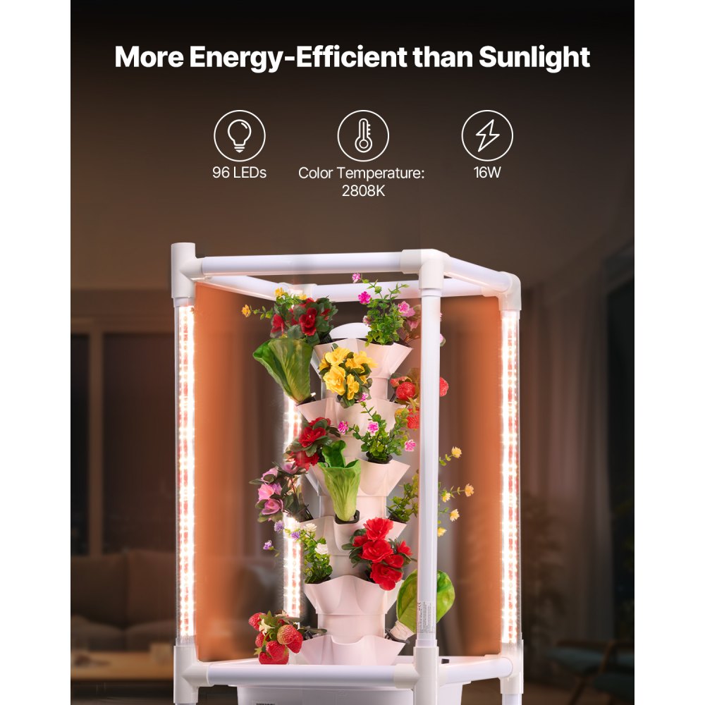 VEVOR Hydroponic Growing System with Grow Light, 30 Pods Vertical 6 Tiers Hydroponic Tower, Home Hydronic Garden with Water Pump, Plants Germination Kit for Indoor Herbs, Fruits and Vegetables