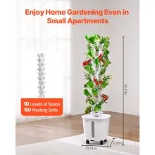 Hydroponic Growing System with Wheel 50 Pods Indoor Hydroponic Tower Garden