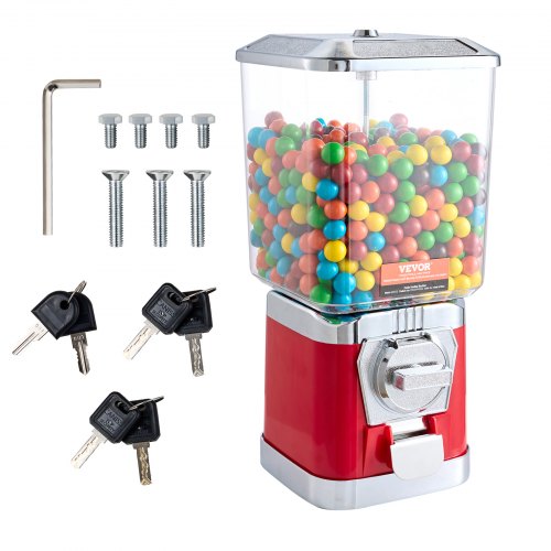 VEVOR 17"H Gumball Machine Vending Coin Bank Vintage Candy Dispenser PC Red
