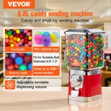 VEVOR 17"H Gumball Machine Vending Coin Bank Vintage Candy Dispenser PC Red