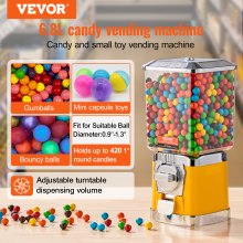 VEVOR 17"H Gumball Machine Vending Coin Bank Vintage Candy Dispenser PC Yellow