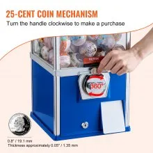 VEVOR 25"H Gumball Machine Vending Coin Bank Vintage Gumballs Dispenser PS Bule