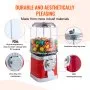 VEVOR Gumball Machine for Kids, 16"H Home Candy Vending Machine, PC Round Gumball Dispenser, Bubble Gum Machine for Game Stores, Coin Operated Gumball Bank for Toy Capsules Bouncy Balls Candy, Red