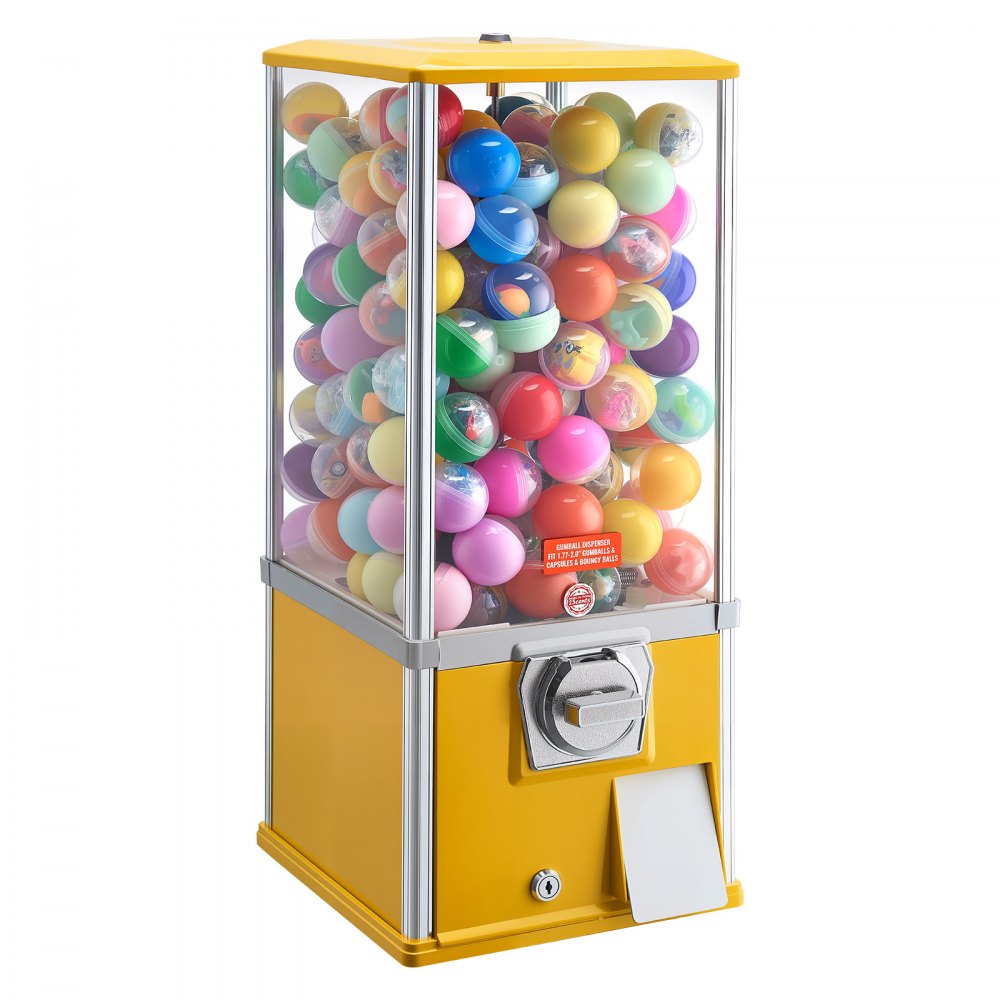 VEVOR Gumball Machine, 25 inch Height Candy Vending Machine Dispenser, 25-Cent Vending Machines for Shopping Malls, Supermarkets, Amusement Parks, Arcades, Holds Up to 230 1.77 inch Spherical Candies