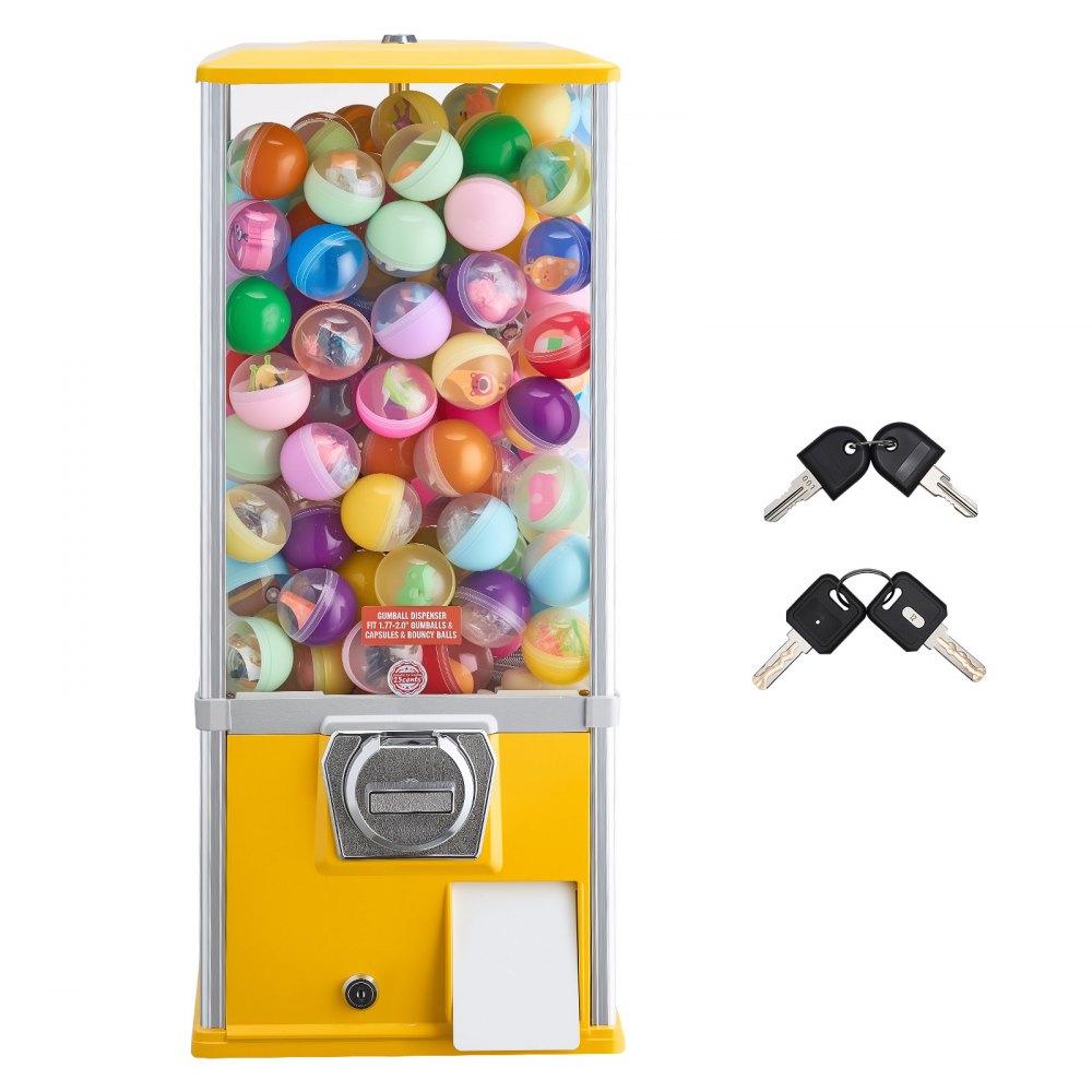 VEVOR Gumball Machine, 25 inch Height Candy Vending Machine Dispenser, 25-Cent Vending Machines for Shopping Malls, Supermarkets, Amusement Parks, Arcades, Holds Up to 230 1.77 inch Spherical Candies