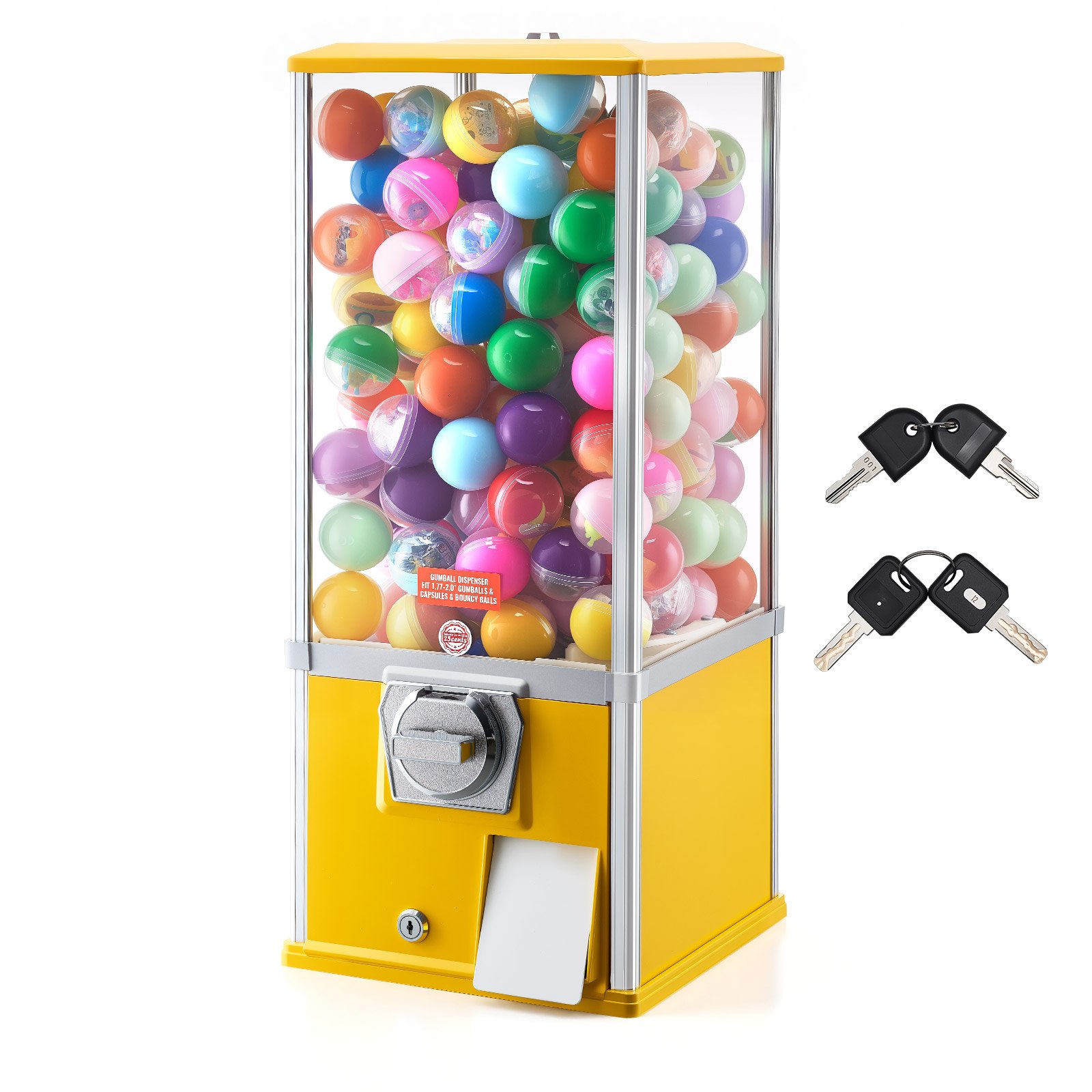 VEVOR Gumball Machine, 25 inch Height Candy Vending Machine Dispenser, 25-Cent Vending Machines for Shopping Malls, Supermarkets, Amusement Parks, Arcades, Holds Up to 230 1.77 inch Spherical Candies