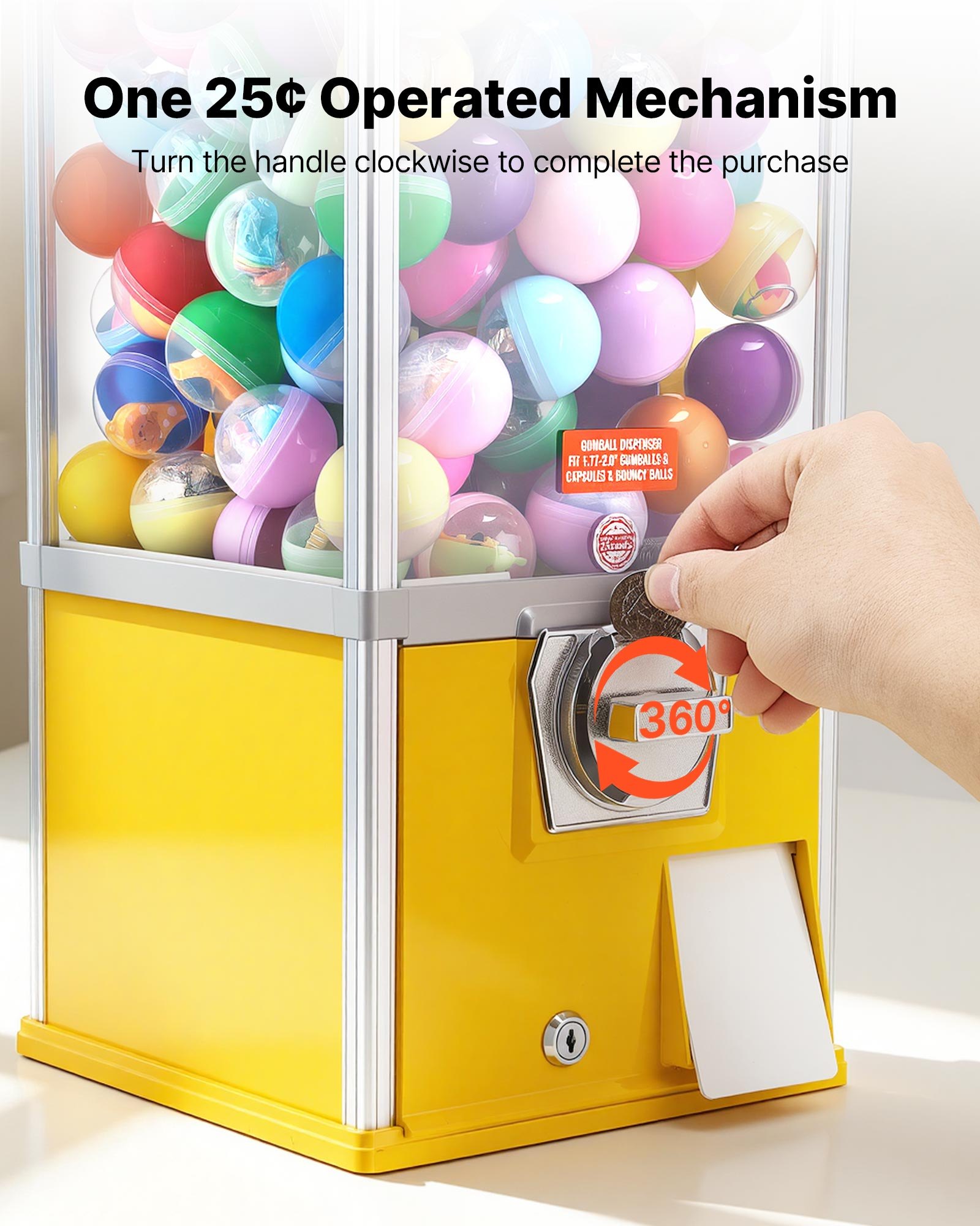 VEVOR Gumball Machine, 21 inch Height Candy Vending Machine Dispenser, 25-Cent Vending Machines for Shopping Malls, Supermarkets, Amusement Parks, Arcades, Holds Up to 180 1.77 inch Spherical Candies