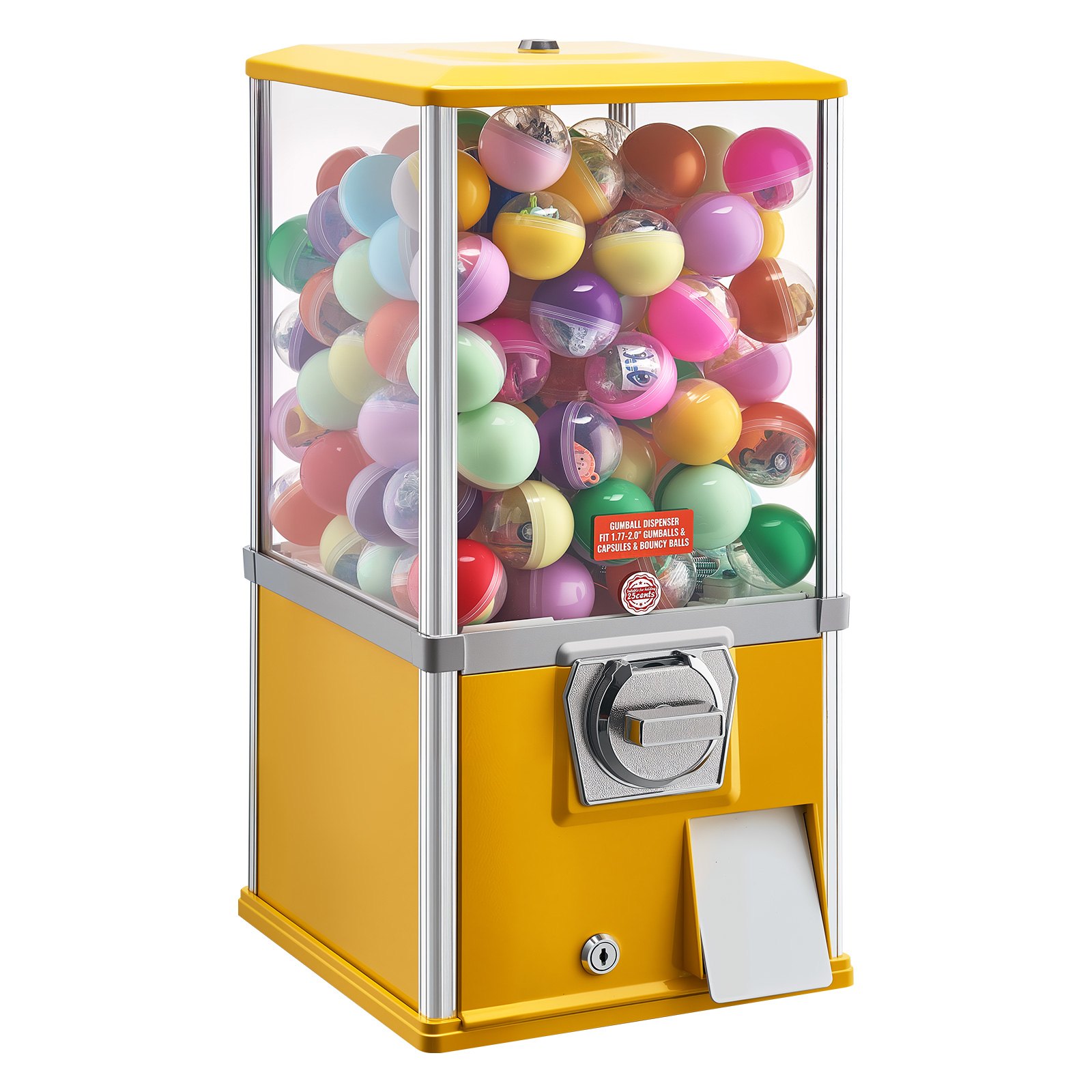 VEVOR Gumball Machine, 21 inch Height Candy Vending Machine Dispenser, 25-Cent Vending Machines for Shopping Malls, Supermarkets, Amusement Parks, Arcades, Holds Up to 180 1.77 inch Spherical Candies