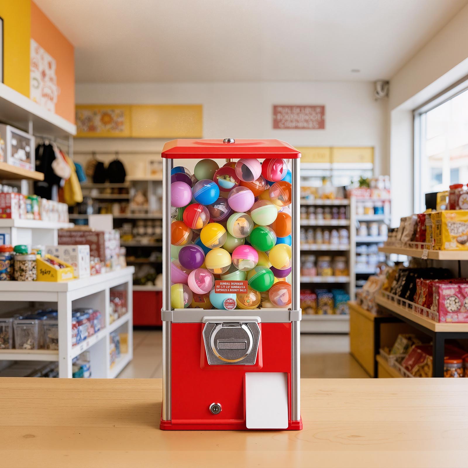 VEVOR Gumball Machine, 21 inch Height Candy Vending Machine Dispenser, 25-Cent Vending Machines for Shopping Malls, Supermarkets, Amusement Parks, Arcades, Holds Up to 180 1.77 inch Spherical Candies