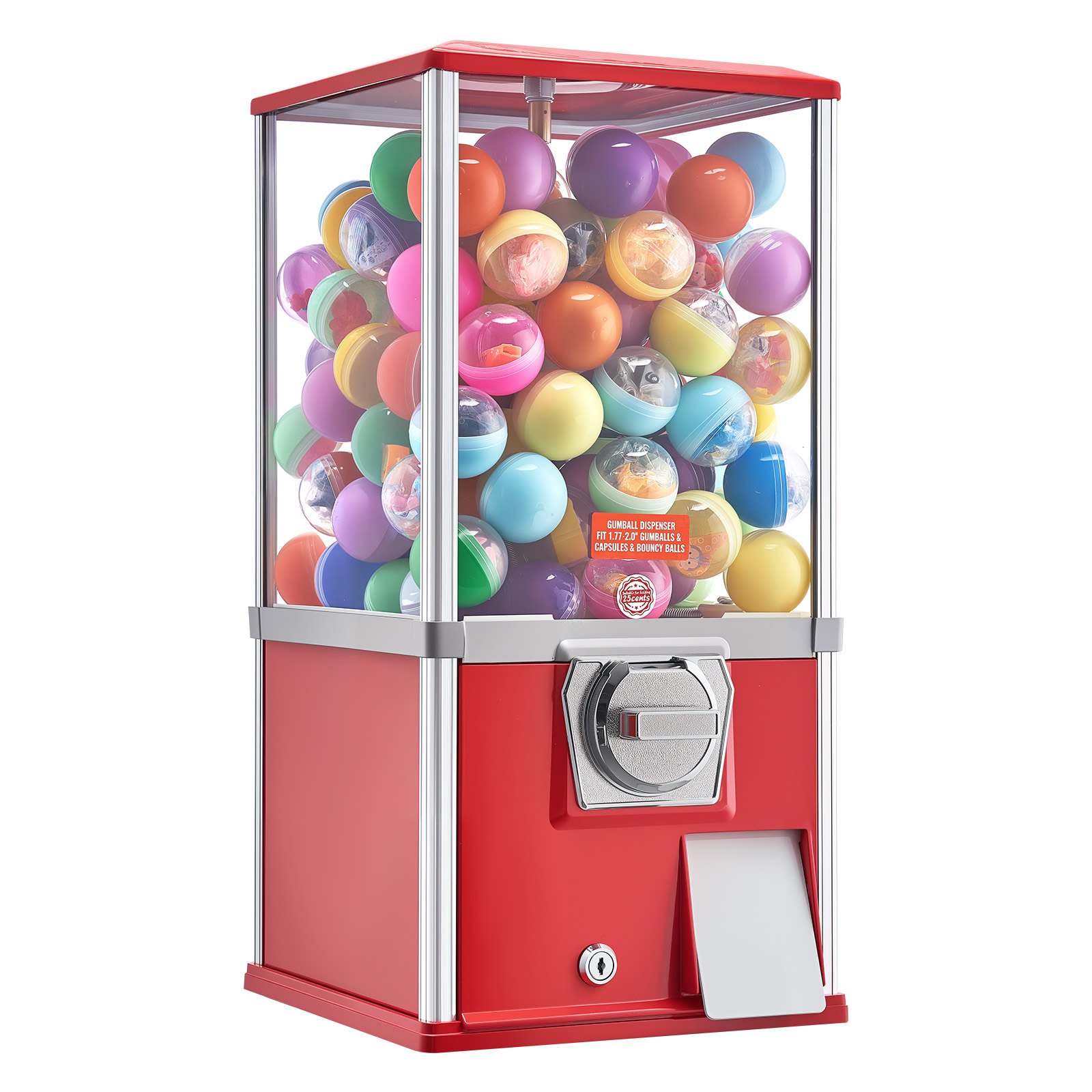 VEVOR Gumball Machine, 21 inch Height Candy Vending Machine Dispenser, 25-Cent Vending Machines for Shopping Malls, Supermarkets, Amusement Parks, Arcades, Holds Up to 180 1.77 inch Spherical Candies