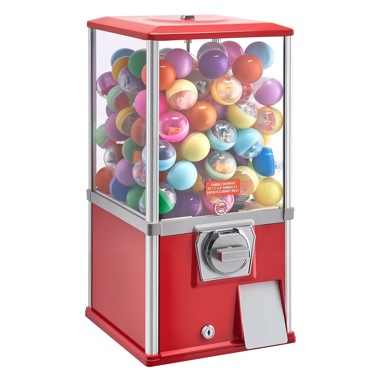 VEVOR Gumball Machine, 21 inch Height Candy Vending Machine Dispenser, 25-Cent Vending Machines for Shopping Malls, Supermarkets, Amusement Parks, Arcades, Holds Up to 180 1.77 inch Spherical Candies