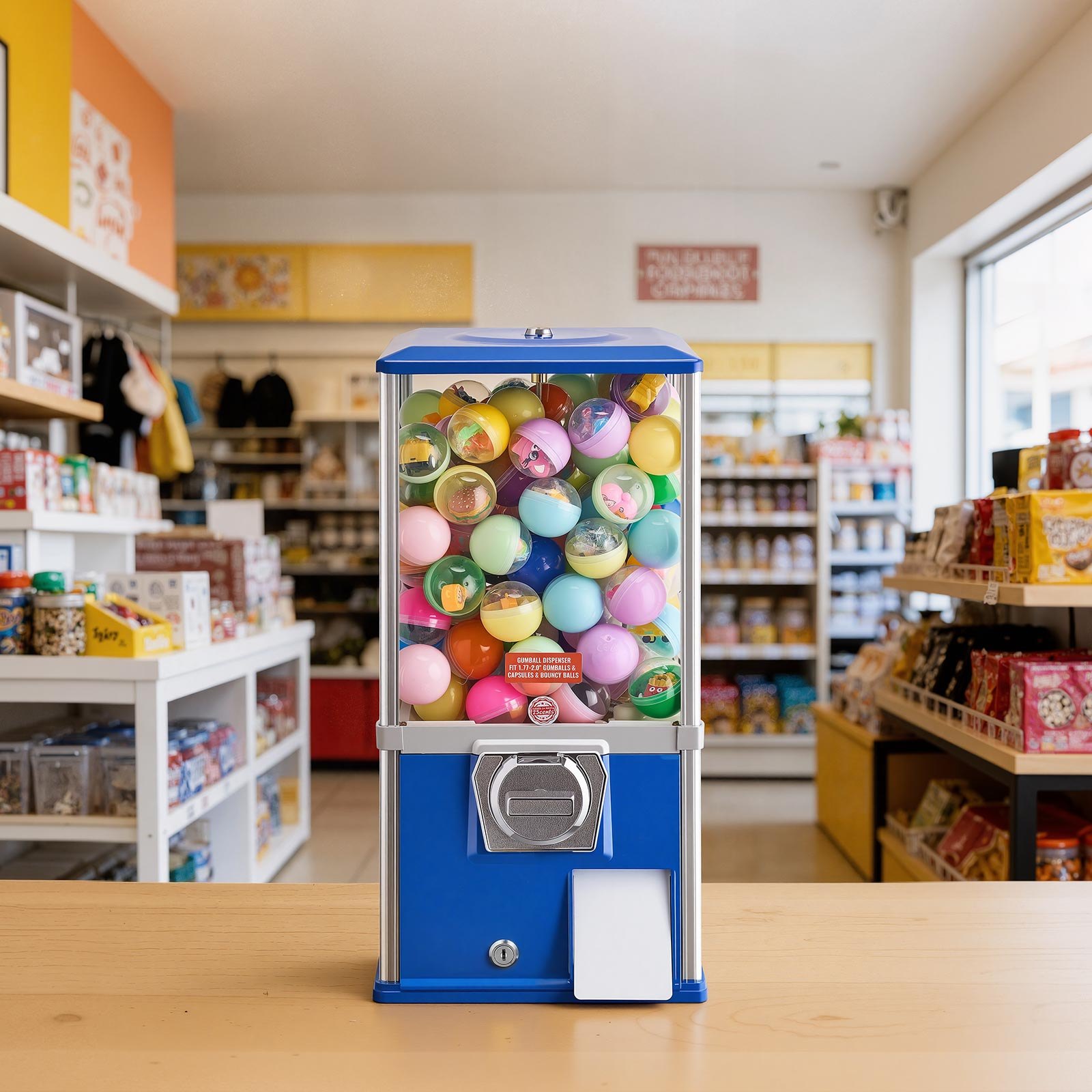 VEVOR Gumball Machine, 21 inch Height Candy Vending Machine Dispenser, 25-Cent Vending Machines for Shopping Malls, Supermarkets, Amusement Parks, Arcades, Holds Up to 180 1.77 inch Spherical Candies