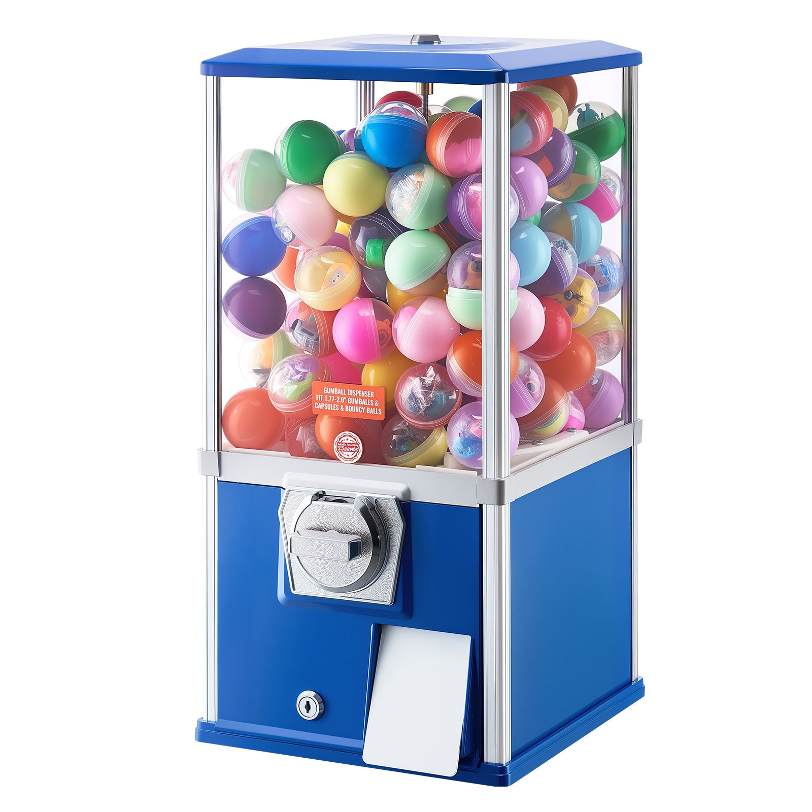 VEVOR Gumball Machine, 21 inch Height Candy Vending Machine Dispenser, 25-Cent Vending Machines for Shopping Malls, Supermarkets, Amusement Parks, Arcades, Holds Up to 180 1.77 inch Spherical Candies