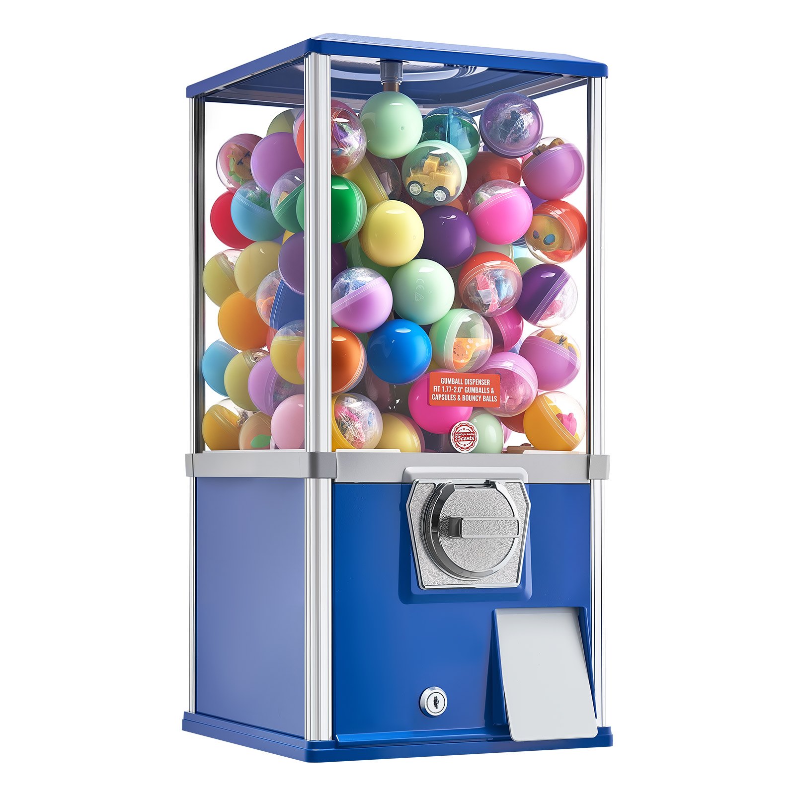 VEVOR Gumball Machine, 21 inch Height Candy Vending Machine Dispenser, 25-Cent Vending Machines for Shopping Malls, Supermarkets, Amusement Parks, Arcades, Holds Up to 180 1.77 inch Spherical Candies