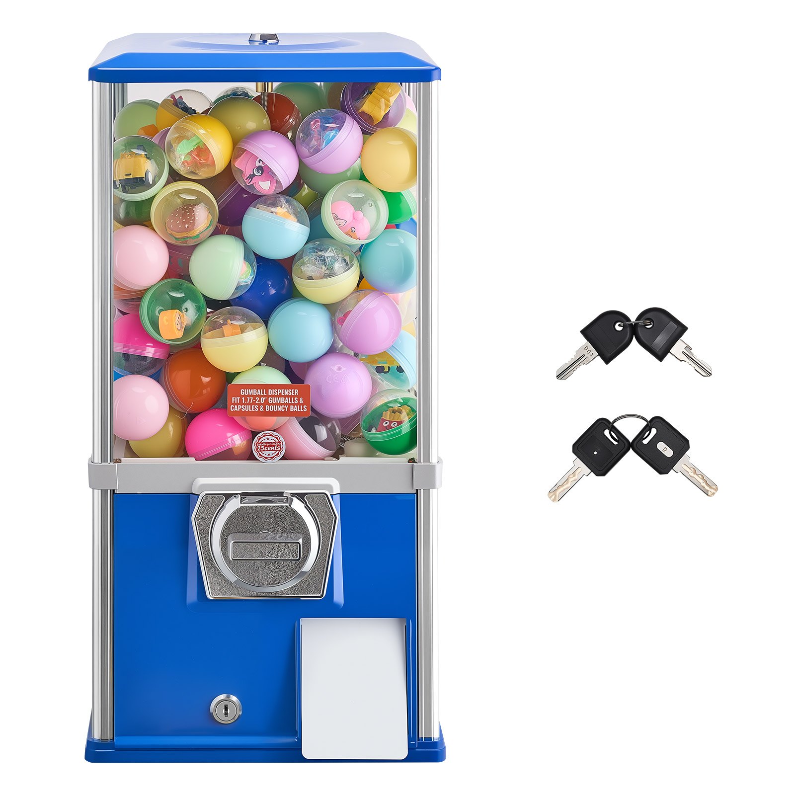 VEVOR Gumball Machine, 21 inch Height Candy Vending Machine Dispenser, 25-Cent Vending Machines for Shopping Malls, Supermarkets, Amusement Parks, Arcades, Holds Up to 180 1.77 inch Spherical Candies