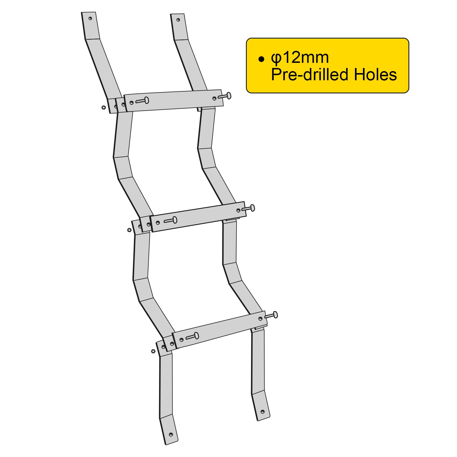 VEVOR Basement Window Well Egress Escape Ladder 3-Step Aluminum W/ Accessories