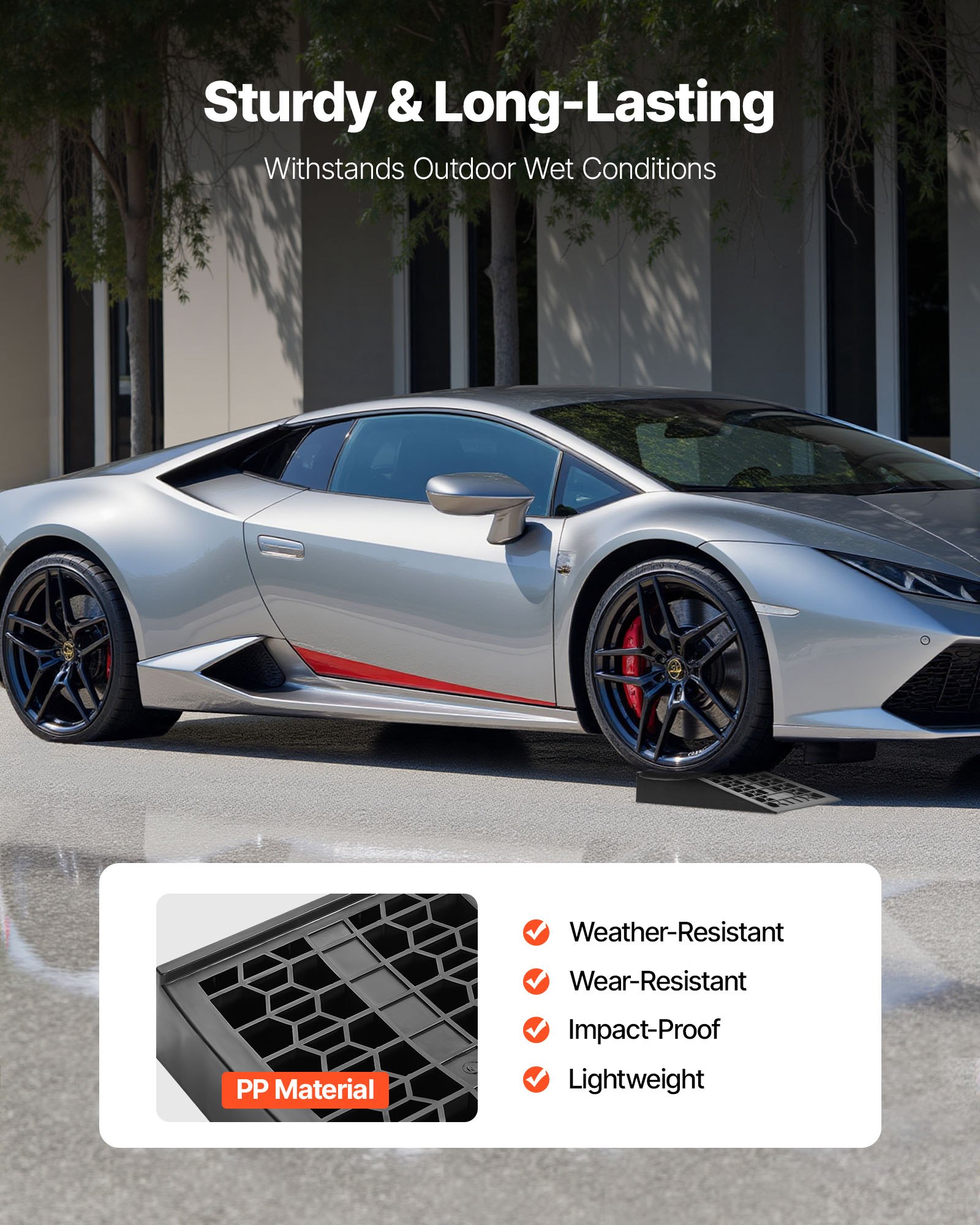 VEVOR Car Ramps, 2 PCS 9072 kg GVW Capacity, 66 mm Lift Height, Portable Low Profile Car Service Ramps for Home Garage Maintenance & Oil Changes, Heavy Duty for Low Chassis Vehicle & Support Jack