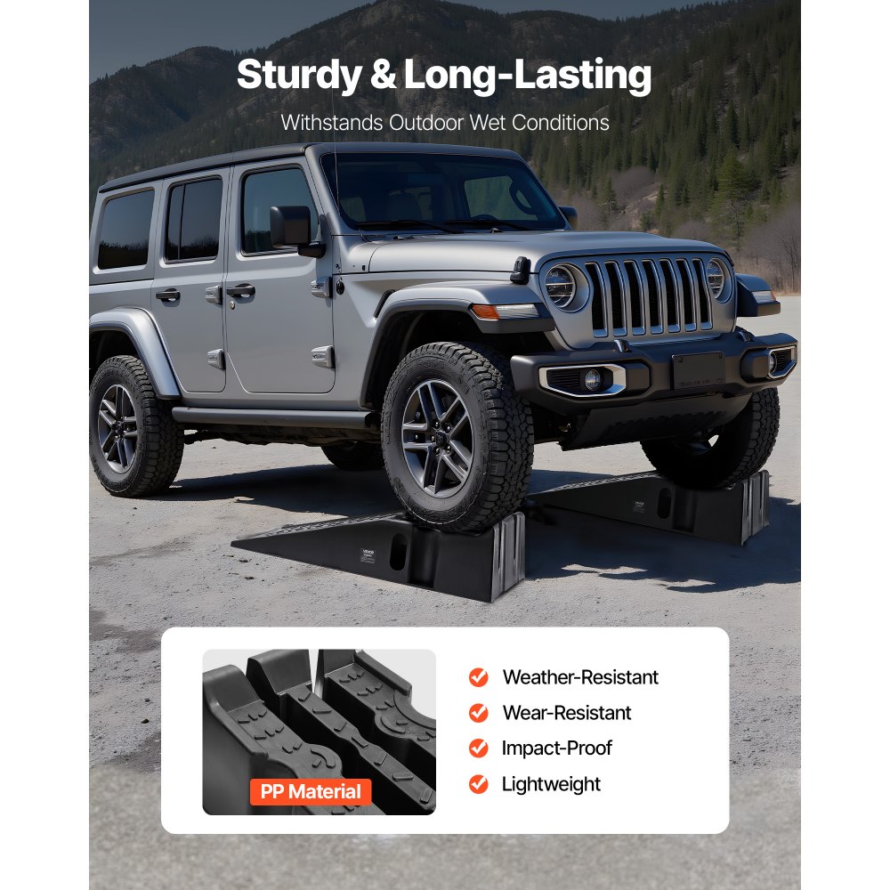 VEVOR Car Ramps, 2 PCS 7257 kg GVW Capacity, 170 mm Lift Height, Portable High Profile Car Service Ramps for Home Garage Maintenance and Oil Changes, Heavy Duty for Truck SUV Vehicle Repair, Black