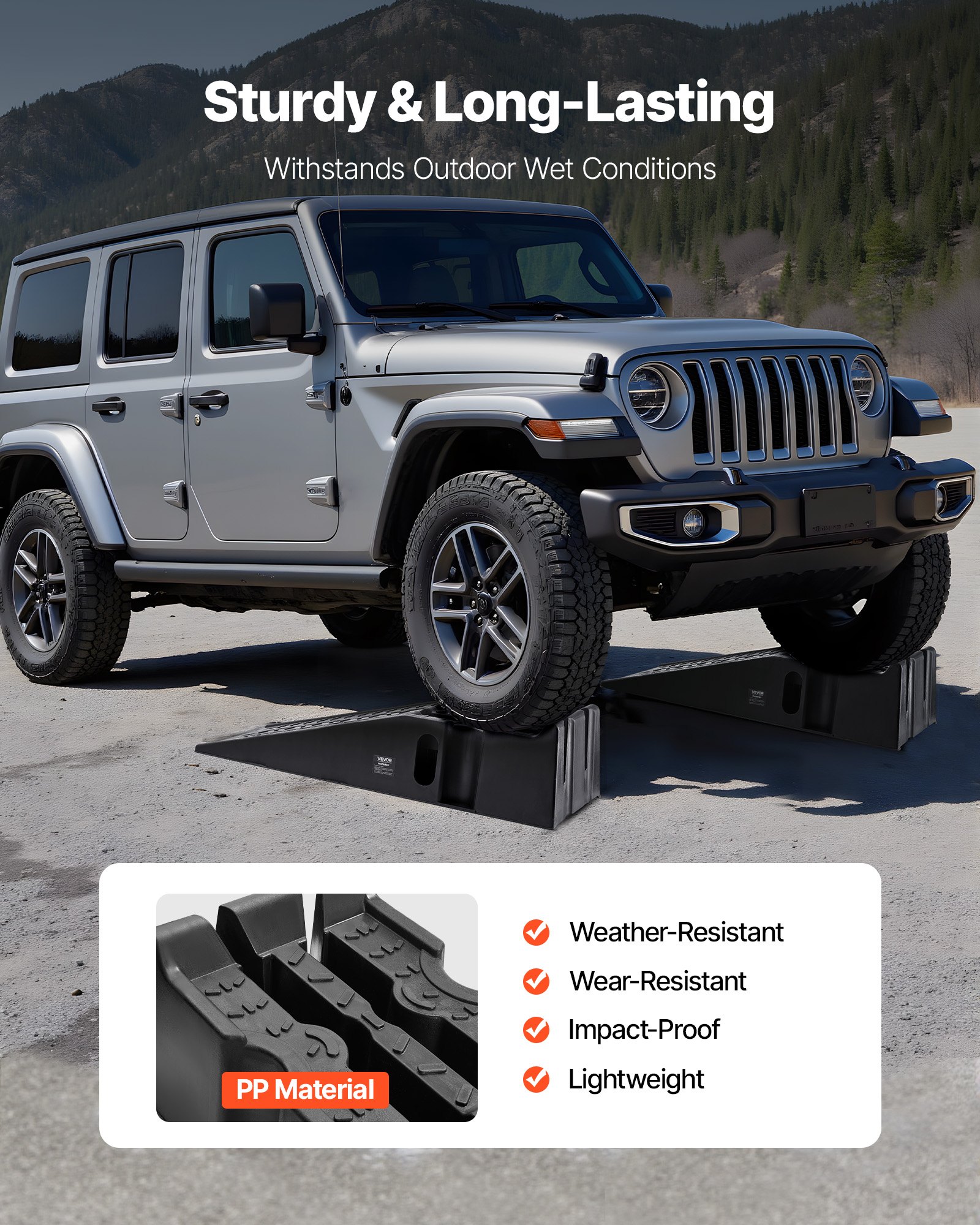 VEVOR Car Ramps, 2 PCS 16000 lbs GVW Capacity, 6.7 in Lift Height, Portable High Profile Car Service Ramps for Home Garage Maintenance and Oil Changes, Heavy Duty for Truck SUV Vehicle Repair, Black