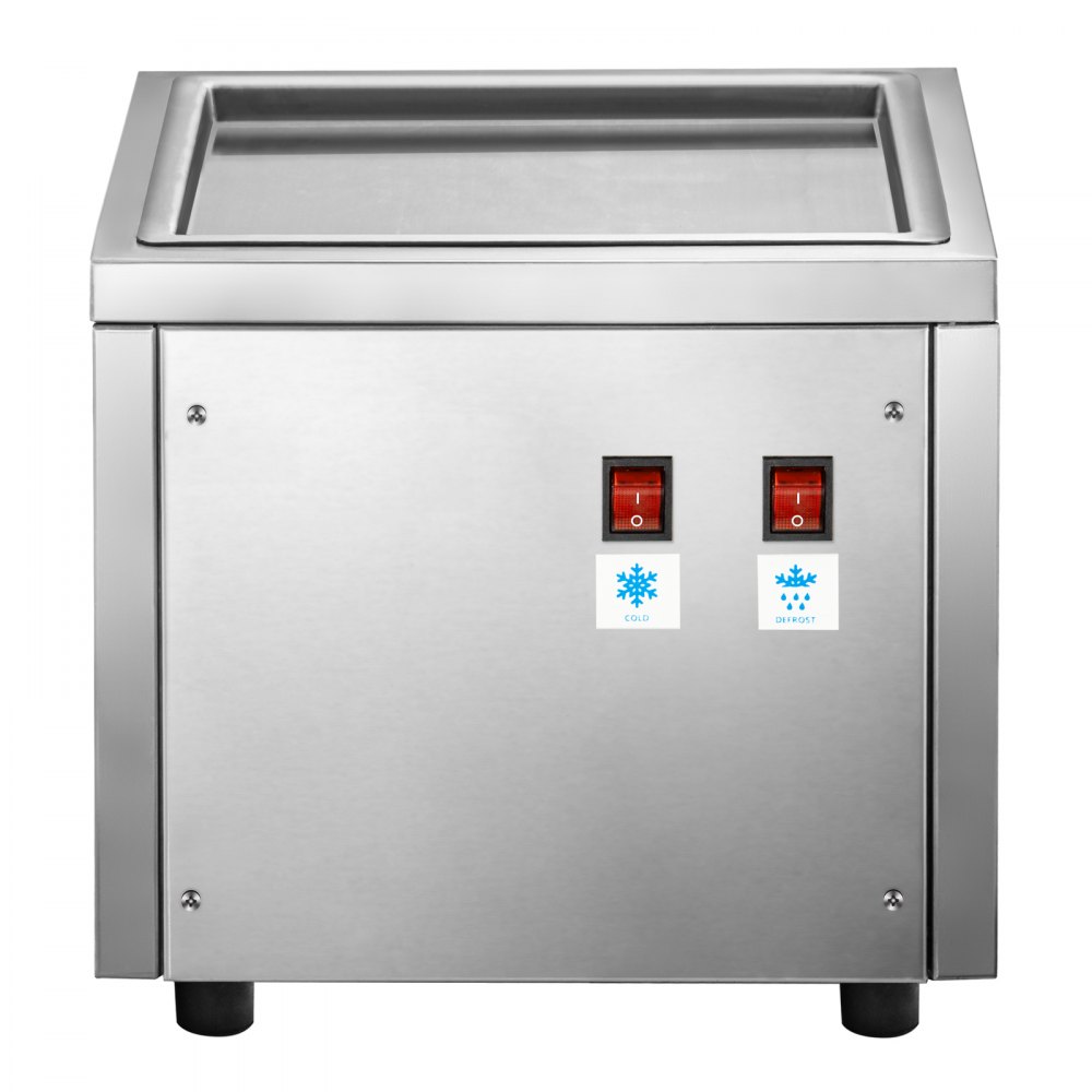VEVOR Commercial Rolled Ice Cream Machine, Stir-Fried Ice Cream Roll Machine with Single Square Pan, Stainless Steel Stir-Fried Ice Cream Roll Maker, Yogurt Cream Machine for Bars Cafés Dessert Shops
