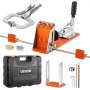 VEVOR Pocket Hole Jig Kit, 12.7 to 38.1 mm Adjustable, Jig Pocket Hole System with Toolcase, C-Clamp, Step Drill, Hex Wrench, Drill Stop Ring, Square Drive Bit, Reinforced Metal Frame, for Woodworking