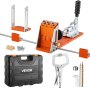 VEVOR Pocket Hole Jig Kit, 12.7 to 38.1 mm Adjustable, Jig Pocket Hole System with Toolcase, C-Clamp, Step Drill, Hex Wrench, Drill Stop Ring, Square Drive Bit, Reinforced Metal Frame, for Woodworking