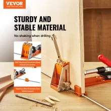 VEVOR Pocket Hole Jig Kit, 34 Pcs Pocket Hole Jig System with 11" C-clamp,  Fixture, Step Drills, Wrenches, Drill Stop Rings, Square Drive Bits, Toolbox, for DIY Carpentry Projects, Adjustable