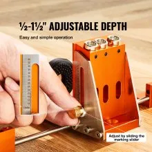 VEVOR Pocket Hole Jig Kit, 34 Pcs Pocket Hole Jig System with 11" C-clamp,  Fixture, Step Drills, Wrenches, Drill Stop Rings, Square Drive Bits, Toolbox, for DIY Carpentry Projects, Adjustable