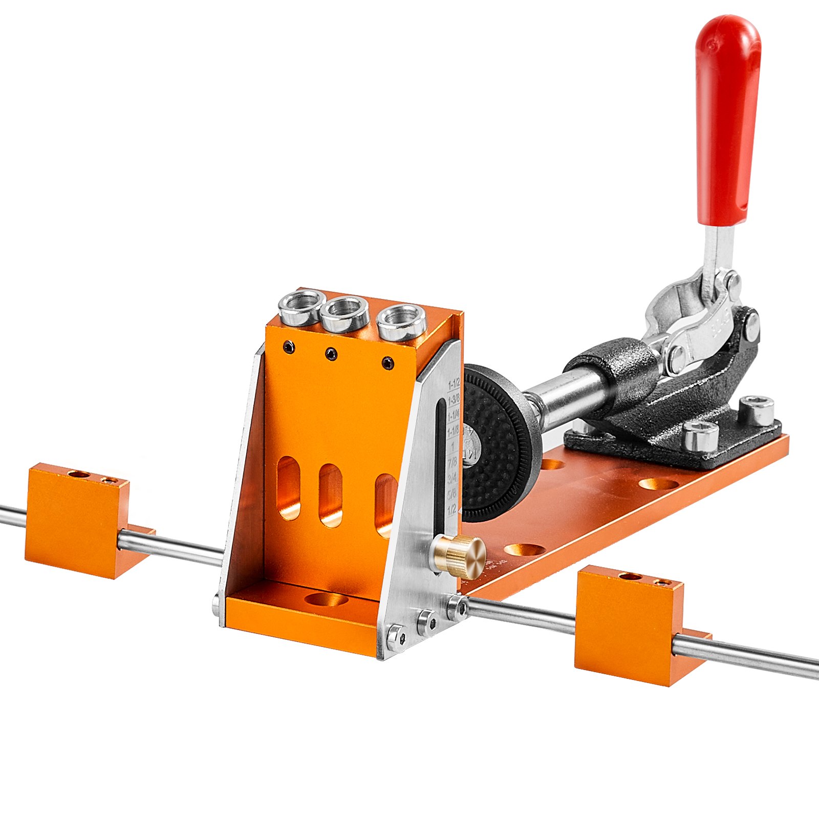 VEVOR Pocket Hole Jig Kit, 34 Pcs Pocket Hole Jig System with 11" C-clamp,  Fixture, Step Drills, Wrenches, Drill Stop Rings, Square Drive Bits, Toolbox, for DIY Carpentry Projects, Adjustable