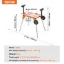 VEVOR Miter Saw Stand with Tabletop and Wheels, 330lbs Load Capacity Steel Collapsible Rolling Stand for Miter Saw, Adjustable Height and Length, Portable Compact and Folding Miter Saw Stand
