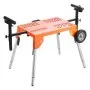 Soporte para sierra ingletadora VEVOR con tablero y ruedas, capacidad de carga de 150 kg, soporte plegable de acero para sierra ingletadora, altura y longitud ajustables, soporte portátil, compacto y plegable.