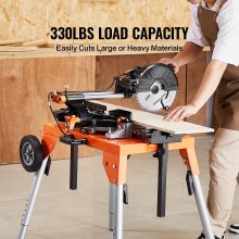 VEVOR Miter Saw Stand with Tabletop and Wheels 330lbs Load Capacity Adjustable