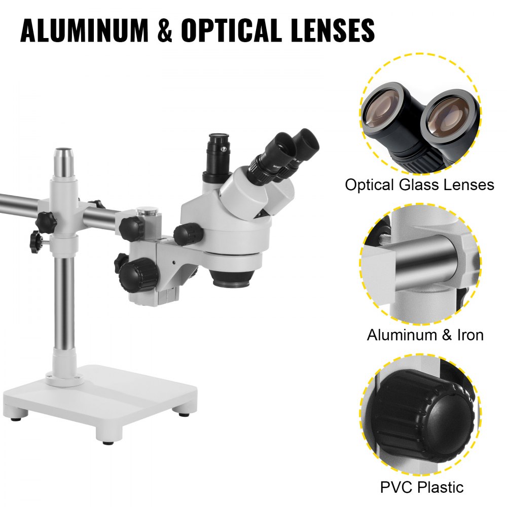 Vevor Trinocular Stereo Microscope Trinocular Stereo Zoom Microscope 7-45x Wf10x