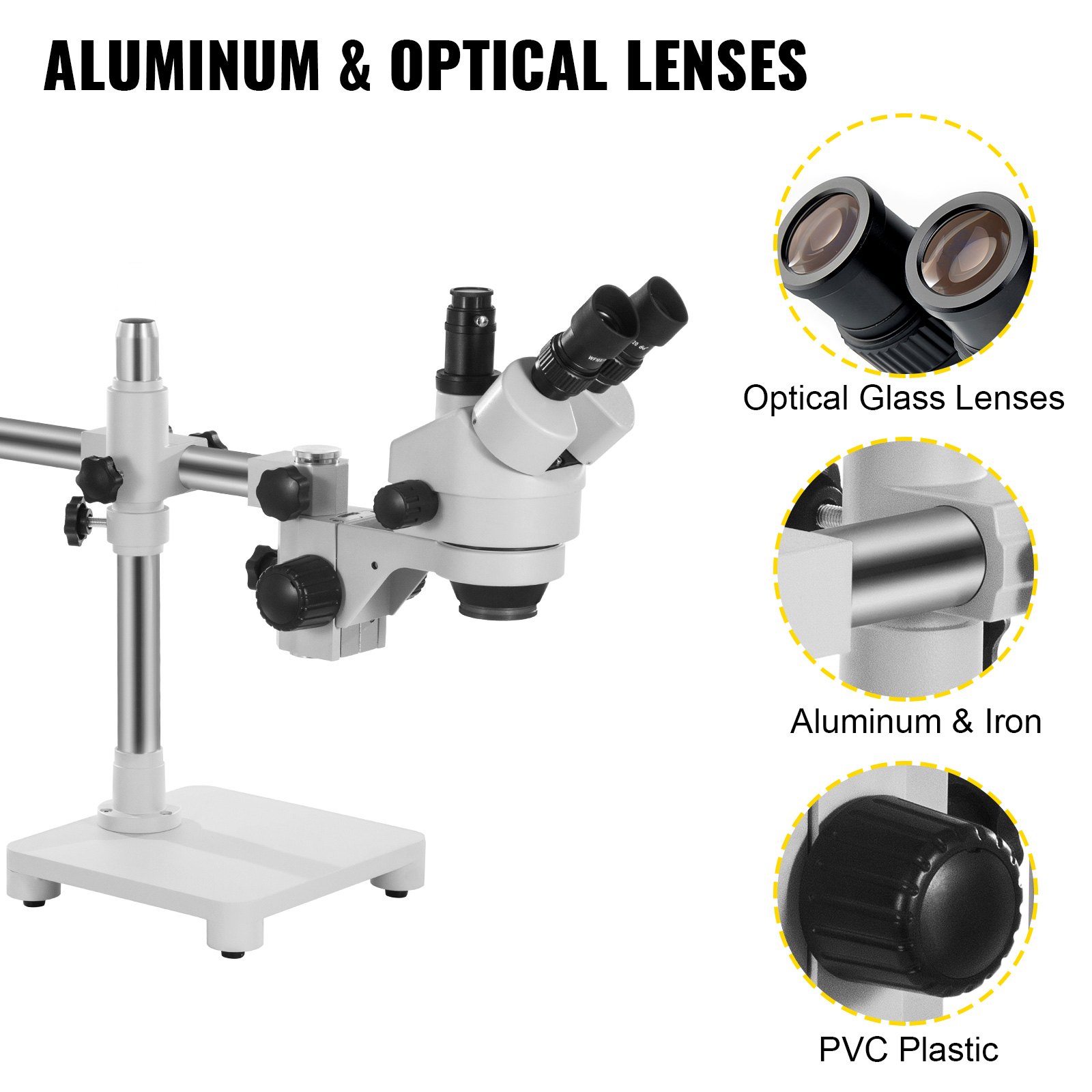 Vevor Trinocular Stereo Microscope Trinocular Stereo Zoom Microscope 7-45x Wf10x