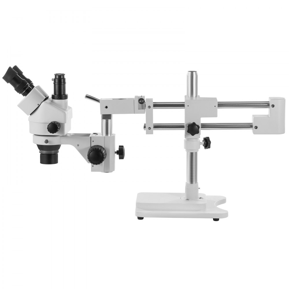 VEVOR 7X-45X Trinocular Stereo Microscope with Boom Stand Steel Frame Focus Knob