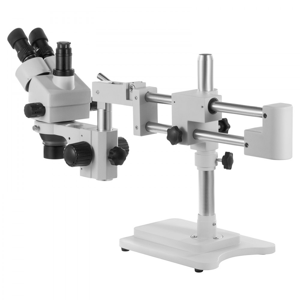 VEVOR 7X-45X Trinocular Stereo Microscope with Boom Stand Steel Frame Focus Knob