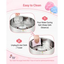 Commercial Cotton Candy Machine Electric Sugar Floss Maker Stainless Steel Pink