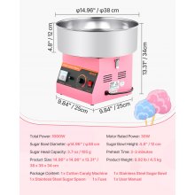Commercial Cotton Candy Machine Electric Sugar Floss Maker Stainless Steel Pink