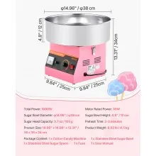 Commercial Cotton Candy Machine Electric Sugar Floss Maker Stainless Steel Pink