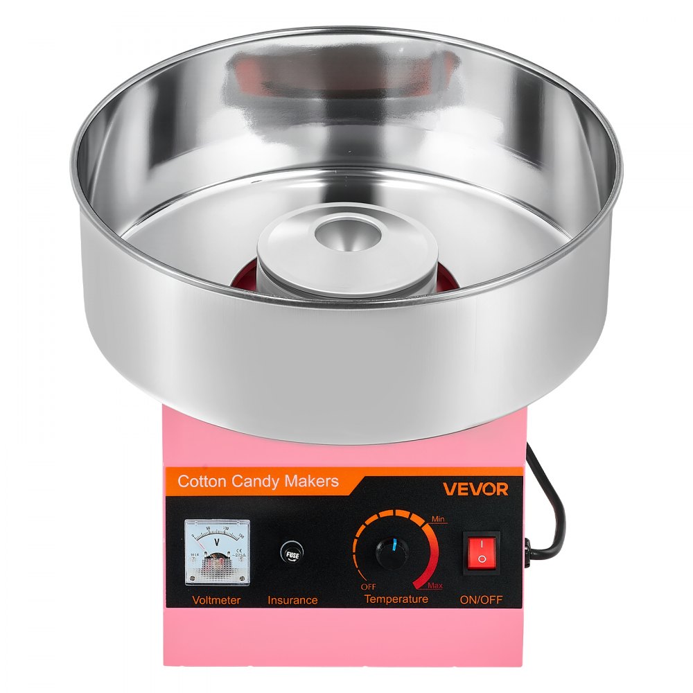 VEVOR Cotton Candy Machine Commercial, 1000W Electric Candy Floss Maker, Easy Use with 38cm Stainless Steel Bowl and Sugar Scoop, Makes Hard Candy for Home Kids Birthday, Family Party, Pink