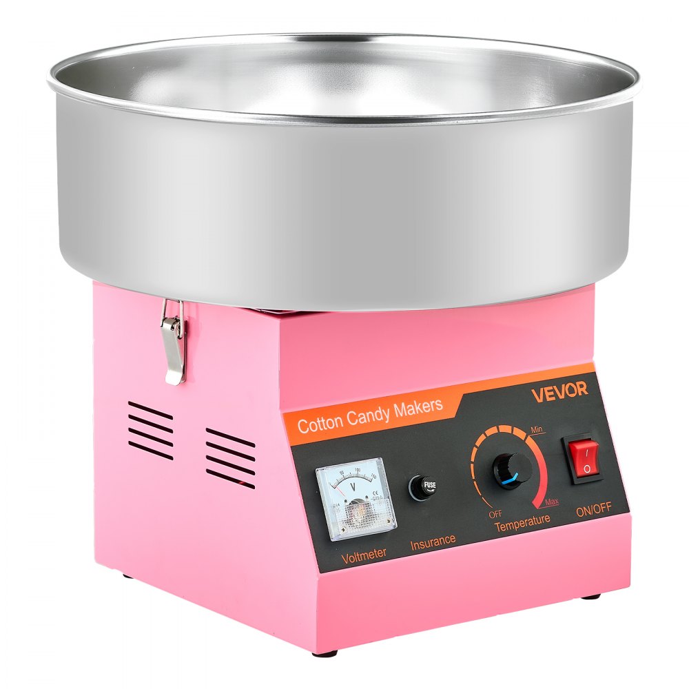 VEVOR Cotton Candy Machine Commercial, 1000W Electric Candy Floss Maker, Easy Use with 38cm Stainless Steel Bowl and Sugar Scoop, Makes Hard Candy for Home Kids Birthday, Family Party, Pink