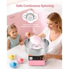 Commercial Cotton Candy Machine Electric Sugar Floss Maker Stainless Steel Pink