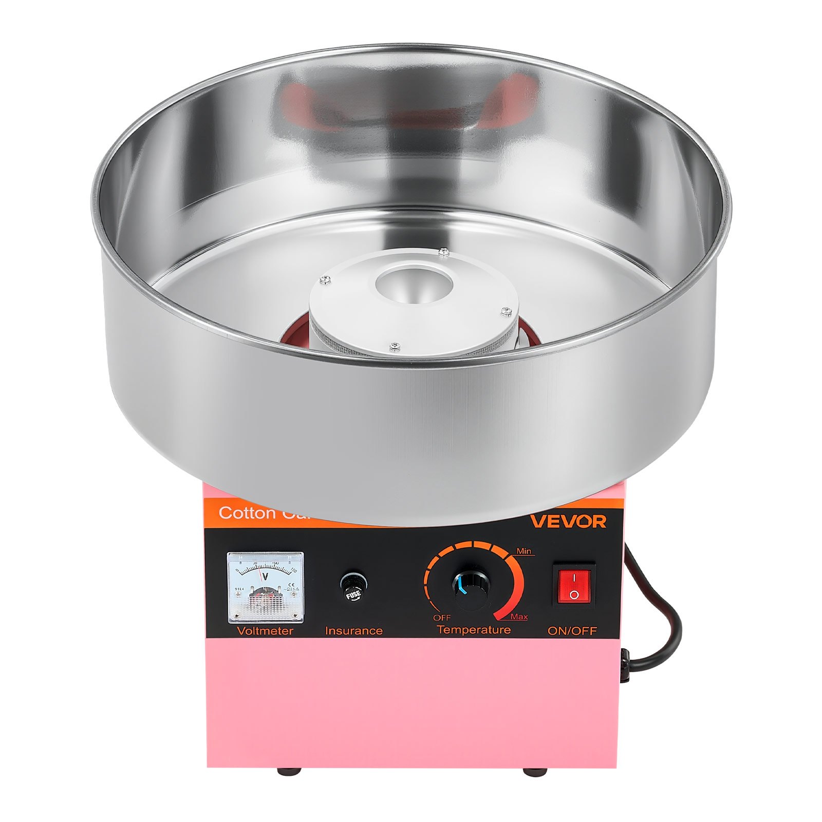 VEVOR Cotton Candy Machine Commercial, 1000W Electric Candy Floss Maker, Easy Use with 38cm Stainless Steel Bowl and Sugar Scoop, Makes Hard Candy for Home Kids Birthday, Family Party, Pink