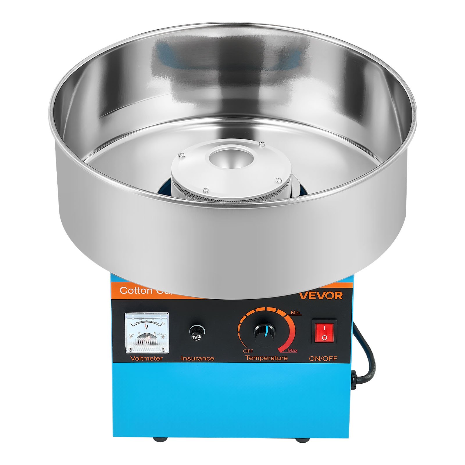 VEVOR Cotton Candy Machine Commercial, 1000W Electric Candy Floss Maker, Easy Use with 38cm Stainless Steel Bowl and Sugar Scoop, Makes Hard Candy for Home Kids Birthday, Family Party, Blue